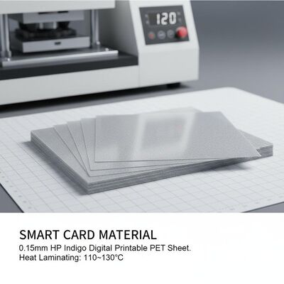 0.15mm HP Indigo Digital Printable PET Sheet untuk Smart Card Material dengan Heat Laminating pada 110 ~ 130 °C